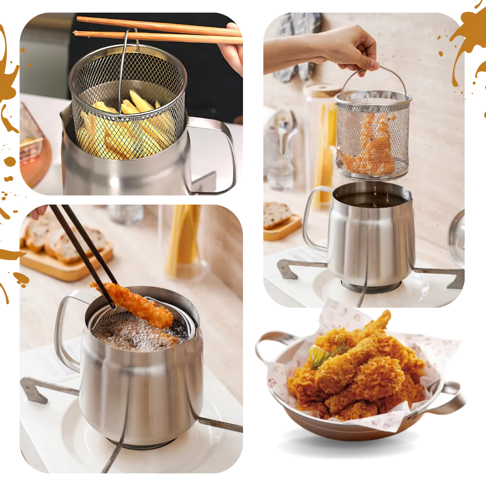 Dual-Purpose Frying Pan with Built-In Strainer for Oil Filtering & Storage | Thomler