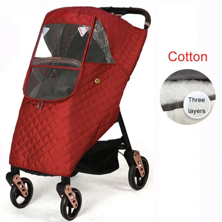 Weather Shield Stroller Cover for Rain & Wind – Clear View Window, Universal Fit Carriage Protector | Thomler