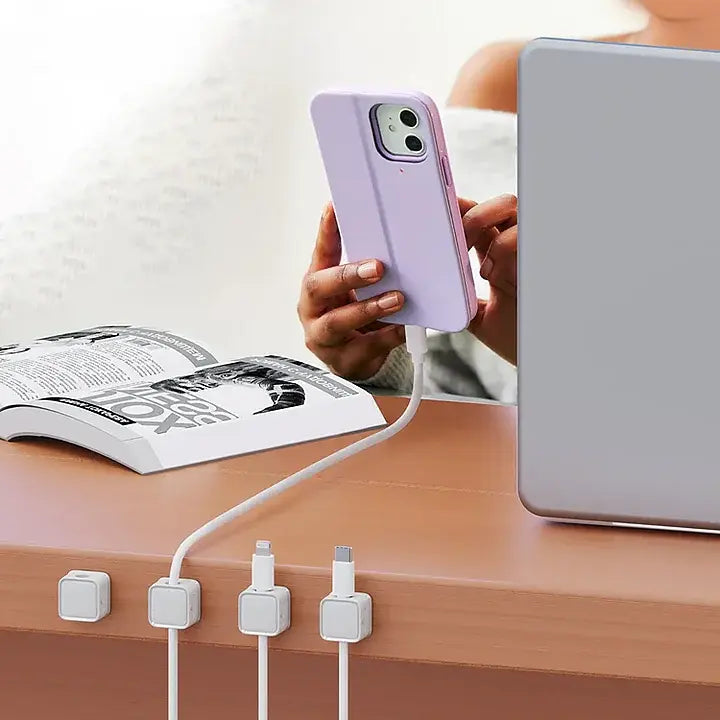 Wire Organizer Clips with Strong Magnet, 3-Pack for Desktop Cord Management, USB Cable Holder for Home Office & Desk | Thomler