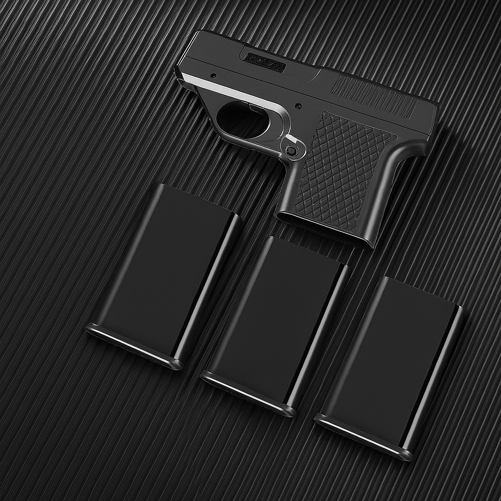 Pistol Windproof Butane Lighter with Hidden Compartment for Keys, Cash & Valuables | Refillable Torch Flame | Collectible Novelty Design | Thomler