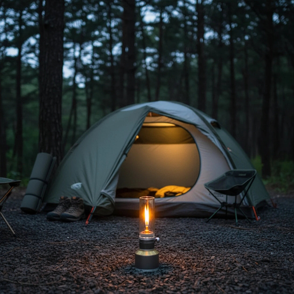 Butane Gas Lantern Aluminum Portable Outdoor Light Camping Hiking Backpacking Adjustable Flame Manual Ignition Vintage Design Travel Gear Em | Thomler