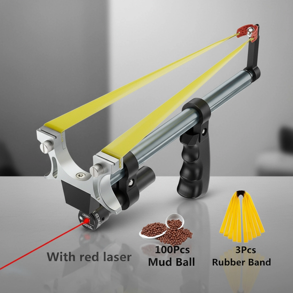 Adjustable Precision Slingshot with Laser Sight & Telescoping Handle for Target Shooting & Outdoor Recreation | Thomler
