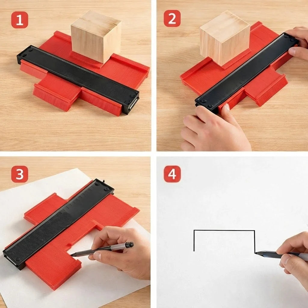 Profile Duplicator Tool for Laminate, Tile & Trim – Plastic Template Maker with Locking Pins for Woodworking & Flooring – DIY Layout Guide f | Thomler