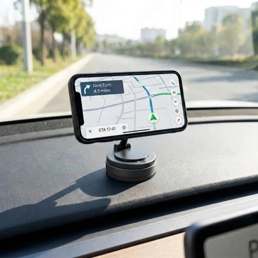Dashboard Cell Phone Mount with 360° Rotation and Vacuum Grip for Car Windshield Navigation Hands-Free Viewing | Thomler