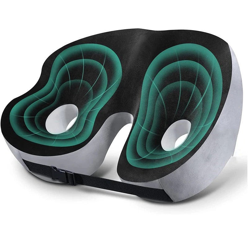 Memory Foam Seat Cushion with Tailbone Cutout for Office Chair, Car & Wheelchair – Ergonomic Support for Lower Back & Hip Pain Relief | Thomler