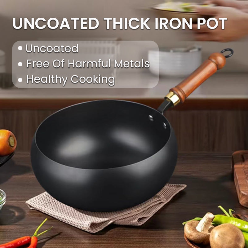 Wok Pan Cast Iron 30.0 cm Heavy-Duty Cooking For Stir-Fry Sauté Simmer | Thomler