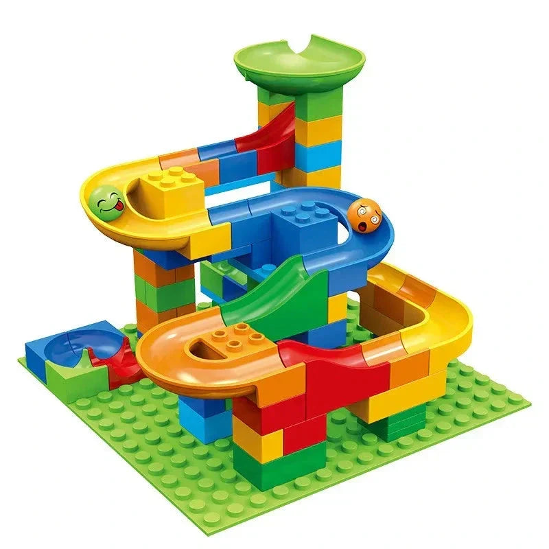 Building Block Marble Run Set for Kids Ages 3+ | STEM Construction Track Kit Develops Logic & Fine Motor Skills | Thomler