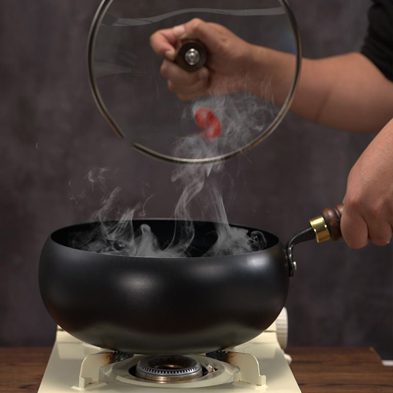 Wok Pan Cast Iron 30.0 cm Heavy-Duty Cooking For Stir-Fry Sauté Simmer | Thomler