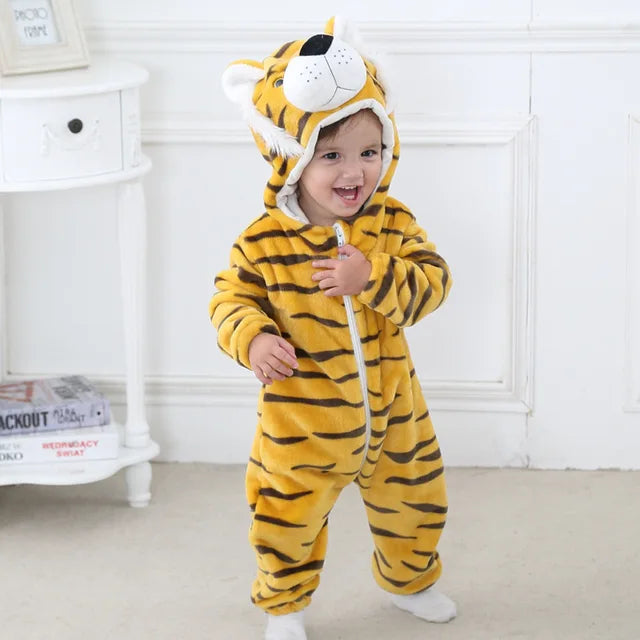 Soft Baby Animal Onesie Costume with Hood – Full-Zip Fleece Outfit for Infants & Toddlers – Home, Playdates & Photo Ops | Thomler