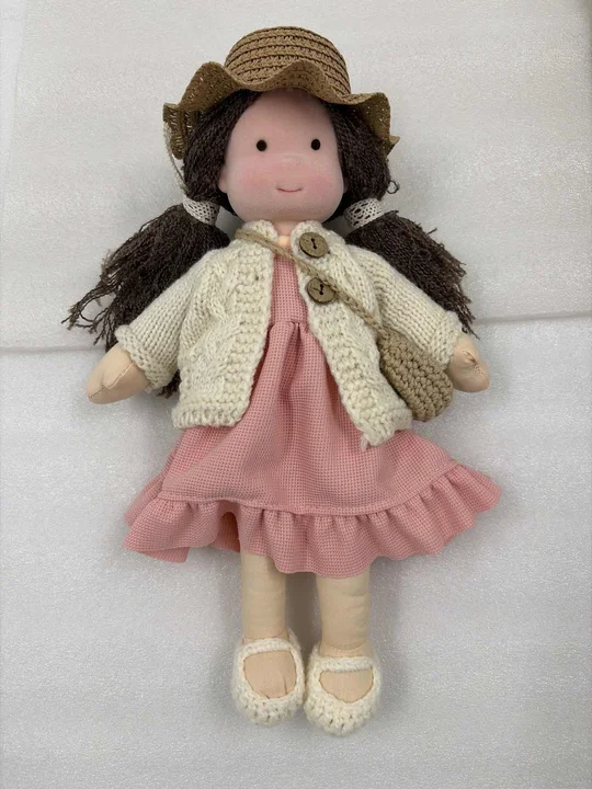 Handcrafted Waldorf Doll with Knit Outfit – Soft Natural Cotton Fabric, Eco-Friendly Washable Toy for Toddlers & Kids Age 3+, Timeless | Thomler