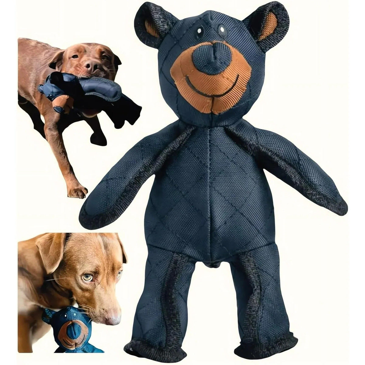Plush Bear Chew Toy with Squeaker for Dogs – Heavy Duty Stuffed Animal – Machine Washable – 10 x 8 Inches | Thomler