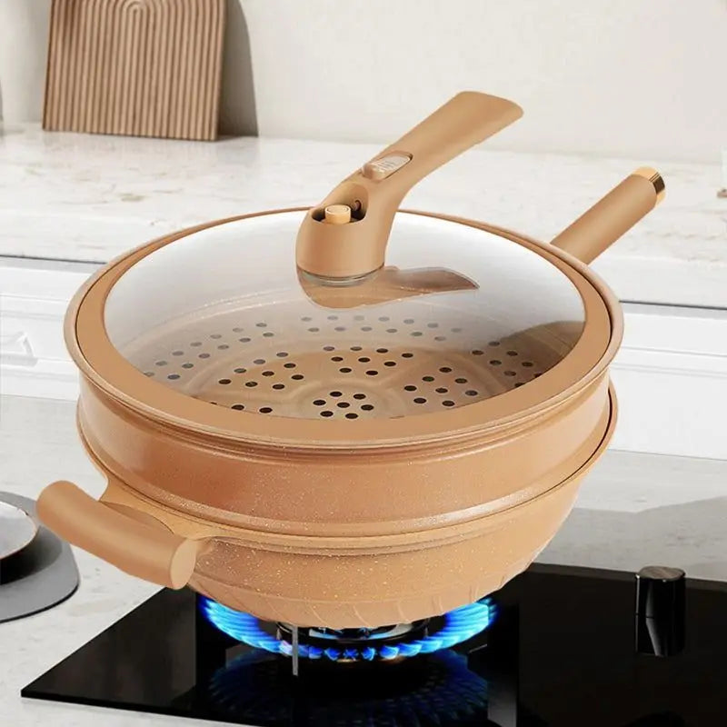 Wok Pan Aluminium 28.0 cm Non-Stick Multifunctional Cooking Steamer | Thomler