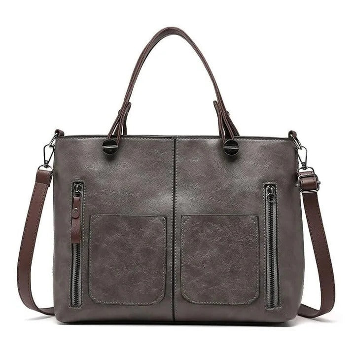 Genuine Leather Tote Bag for Women – Multi-Pocket Shoulder Purse for Work & Travel with Adjustable Strap | Thomler