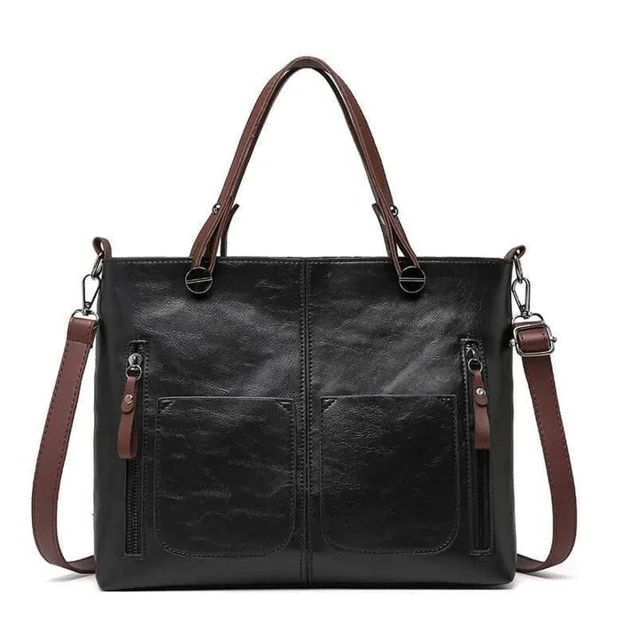 Genuine Leather Tote Bag for Women – Multi-Pocket Shoulder Purse for Work & Travel with Adjustable Strap | Thomler