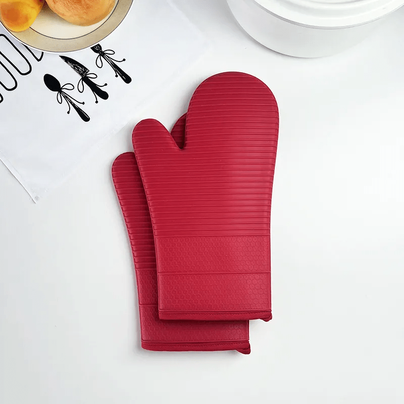 Oven Gloves Food-Grade Silicone 13 in Heat Resistant Kitchen Cooking BBQ Baking Safety Gloves | Thomler