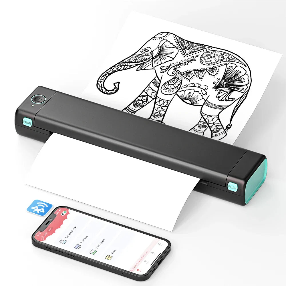 Thermal Printer Compact Inkless Bluetooth 15.0 cm Mobile Home Office Document Image Printing | Thomler