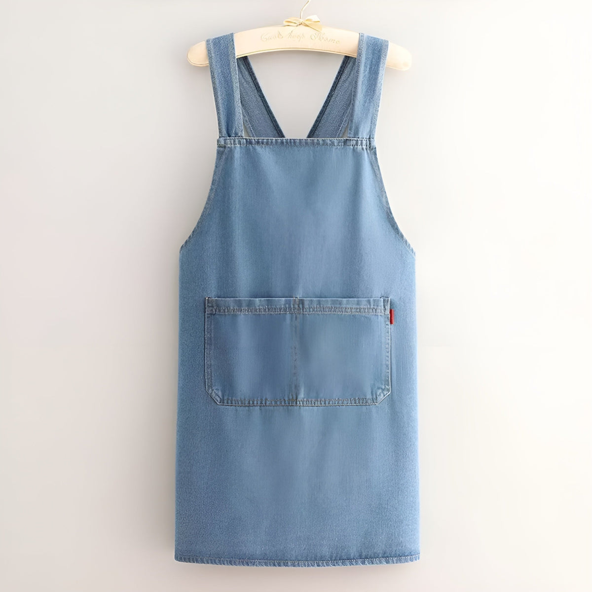 Cross-Back Bib Apron with Front Pocket – Denim-Look Kitchen & Workshop Apron for Cooking, Baking & Crafts | Thomler