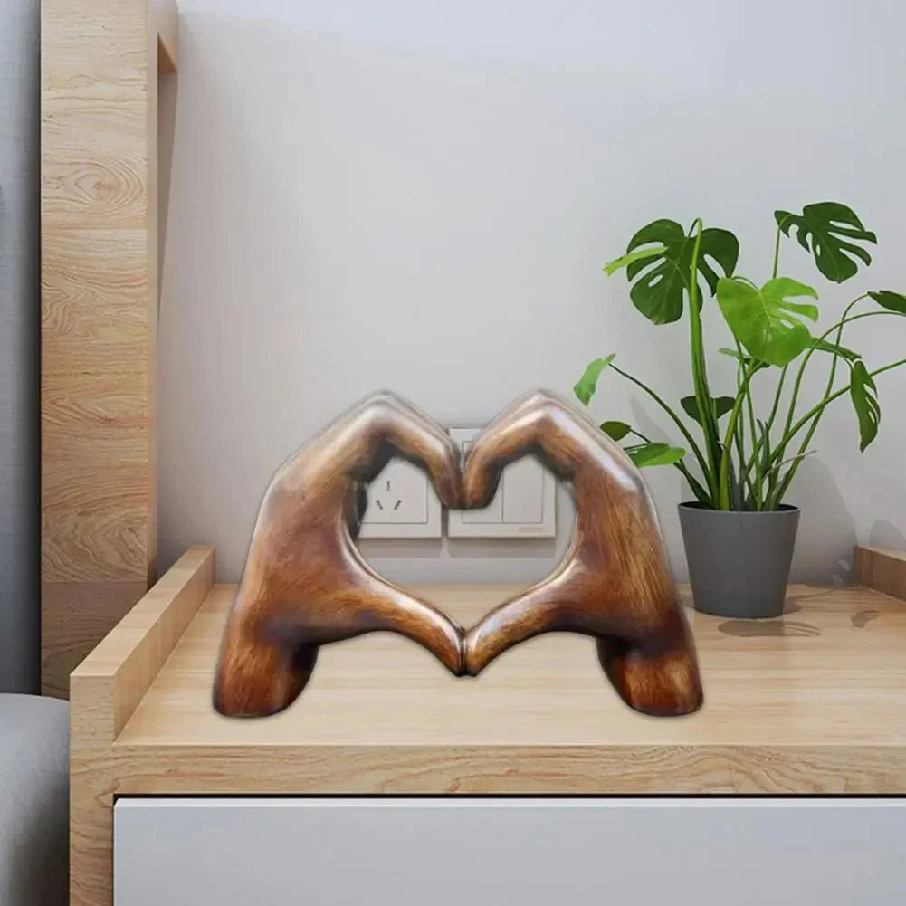 Carved Wooden Heart Sculpture – Natural Grain Accent Piece for Living Room, Bedroom or Office | Thomler