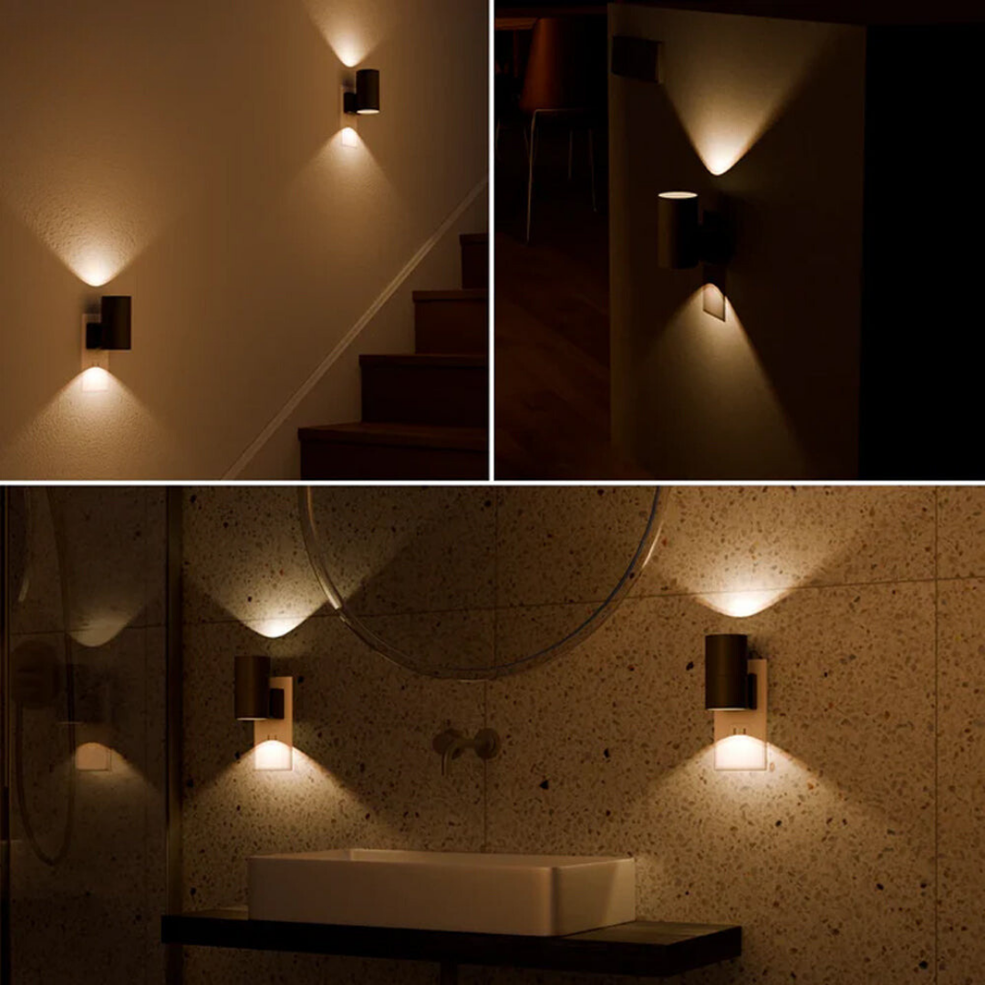 Plug-In Night Light with Dimmable LED & Auto Sensor | Bauhaus-Inspired Wall Accent | Adjustable Brightness for Bedroom, Hallway, Bathroom | Thomler