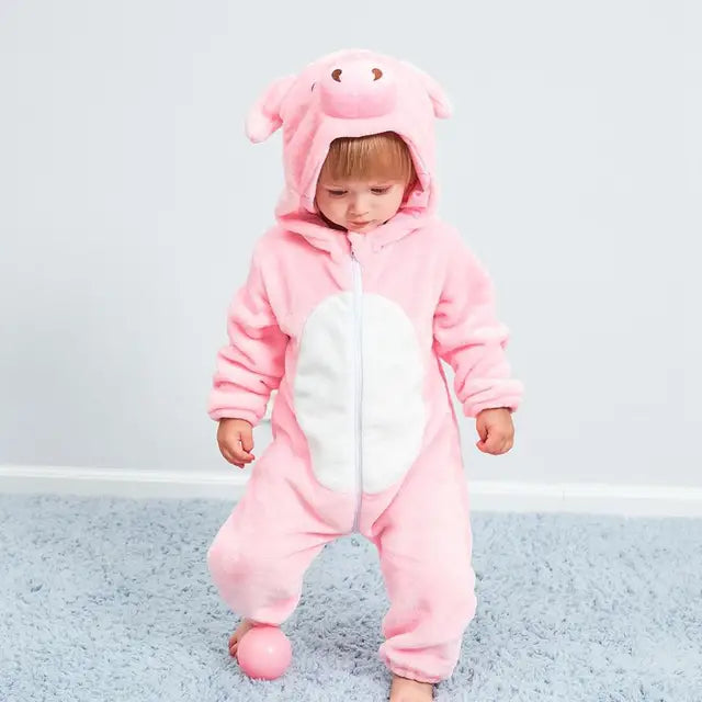 Soft Baby Animal Onesie Costume with Hood – Full-Zip Fleece Outfit for Infants & Toddlers – Home, Playdates & Photo Ops | Thomler