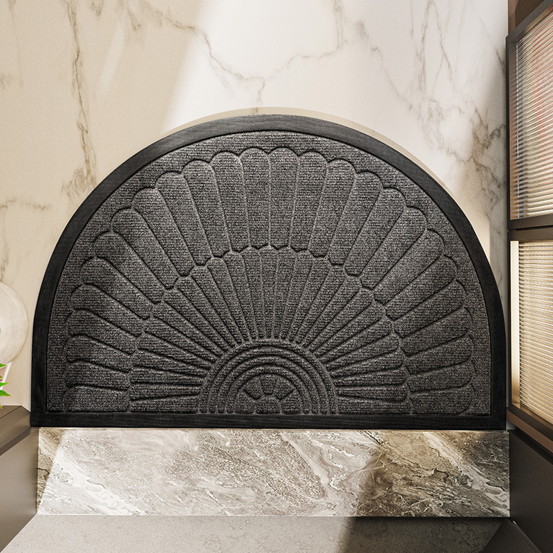 Half-Round Rubber Doormat with Anti-Skid Backing for Front Door, Patio & Mudroom Entrance | Thomler