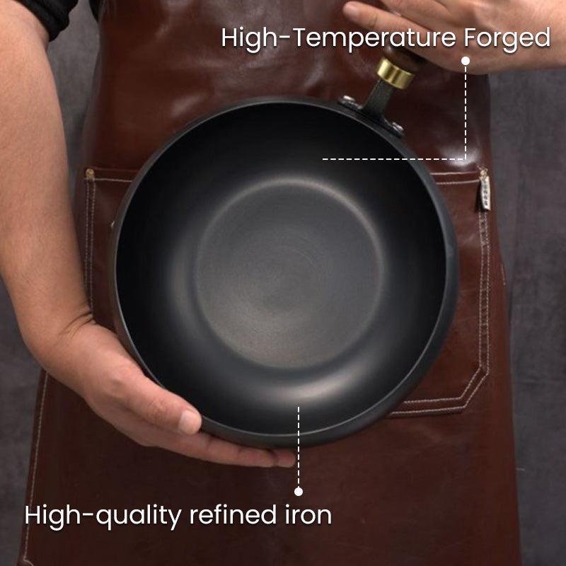 Wok Pan Cast Iron 30.0 cm Heavy-Duty Cooking For Stir-Fry Sauté Simmer | Thomler