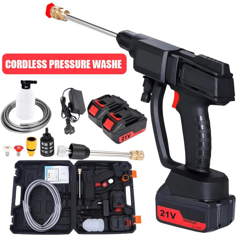 Rechargeable Pressure Washer with Dual Battery Pack for Cars, Patios & Outdoor Cleaning – Portable Cordless Spray Gun | Thomler