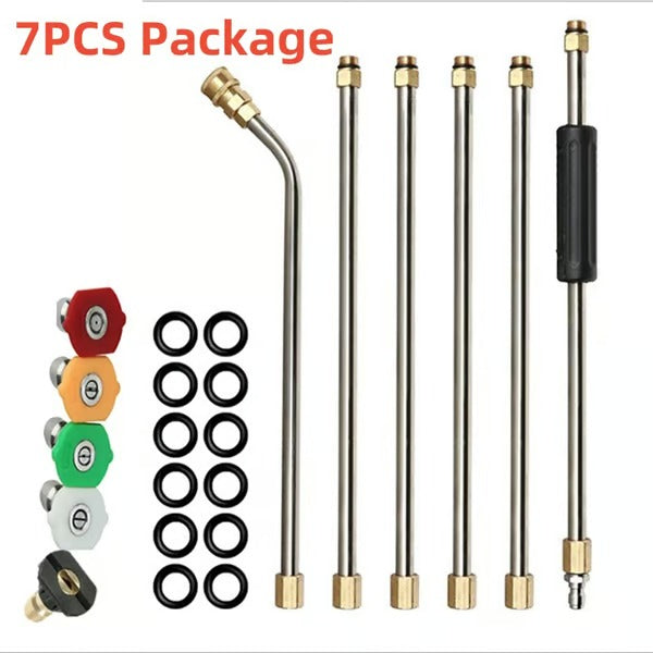 Telescoping Pressure Washer Extension Wand 24 ft Reach Brass & Stainless Steel 4000 PSI 284°F 0-40° Nozzles for Gutter Cleaning Roof | Thomler