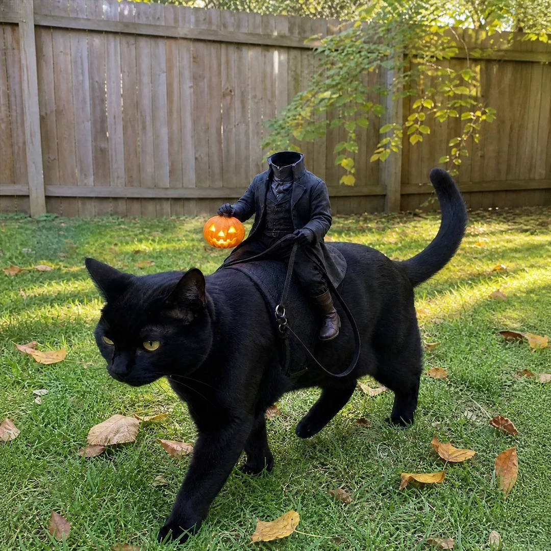 Spooky Horseman Pet Costume for Dogs & Cats – Light-Up Jack-O'-Lantern Rider Halloween Outfit | Thomler
