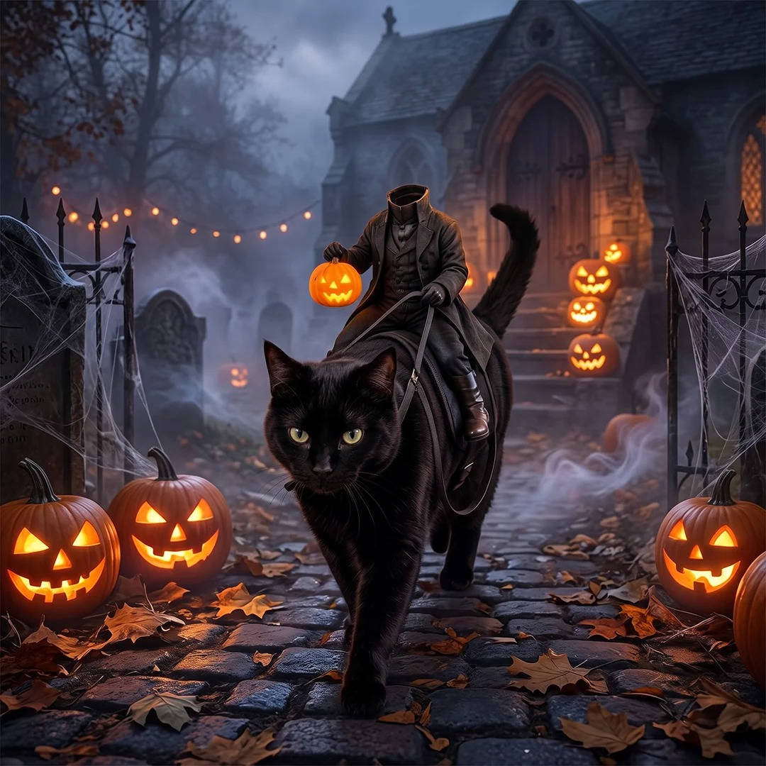 Spooky Horseman Pet Costume for Dogs & Cats – Light-Up Jack-O'-Lantern Rider Halloween Outfit | Thomler
