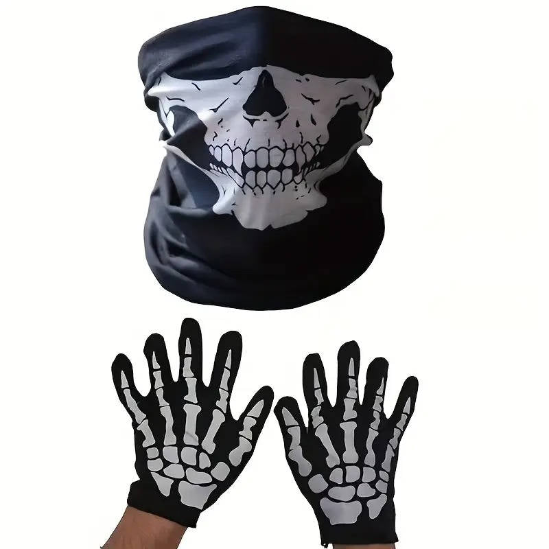 Hooded Reaper Costume with Light-Up Eyes & Glowing Skeleton Gloves for Halloween | Thomler