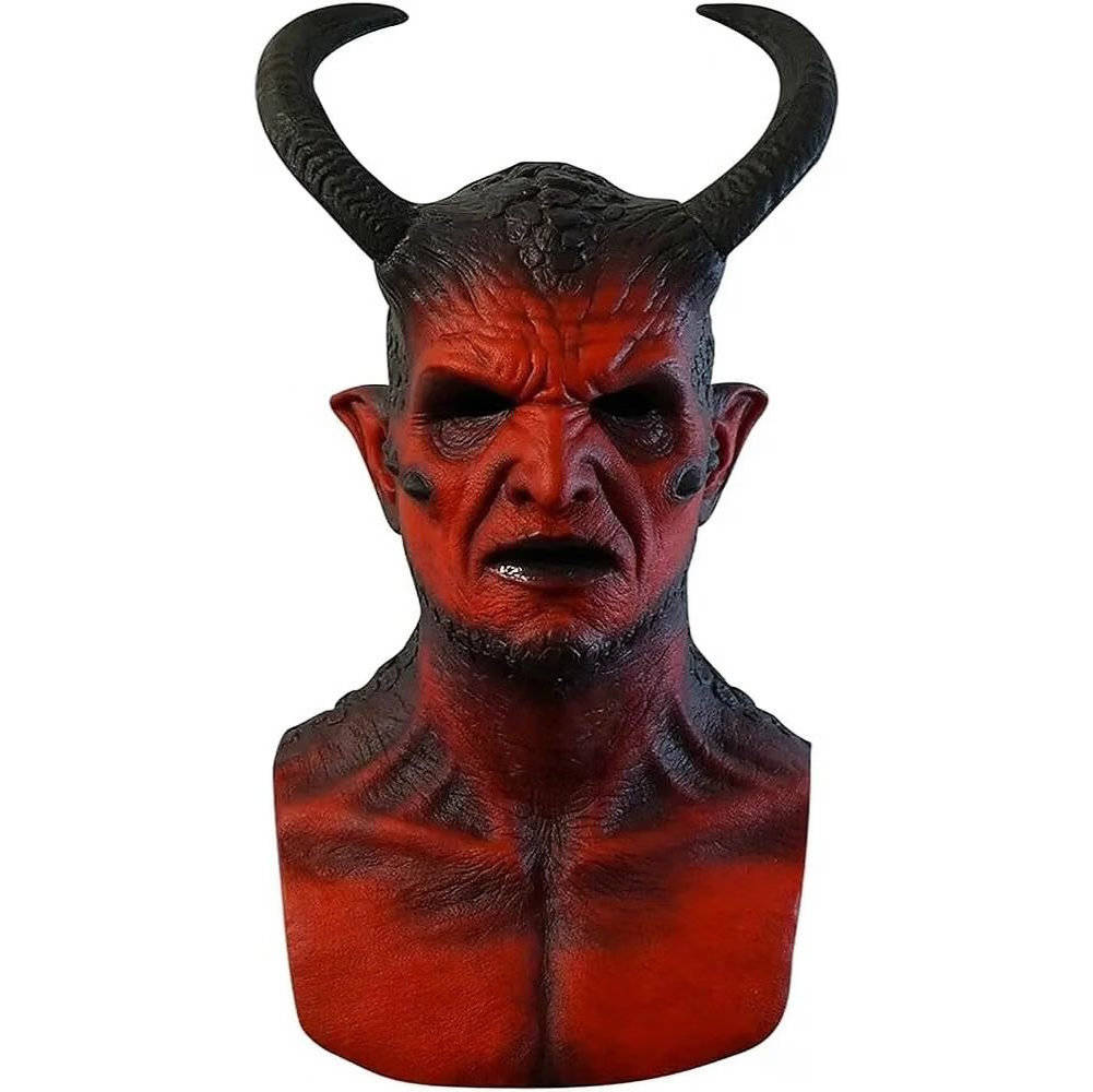 Full-Head Horned Devil Mask with Hand-Painted Finish for Costume Parties, Haunted Houses & Cosplay Events | Thomler
