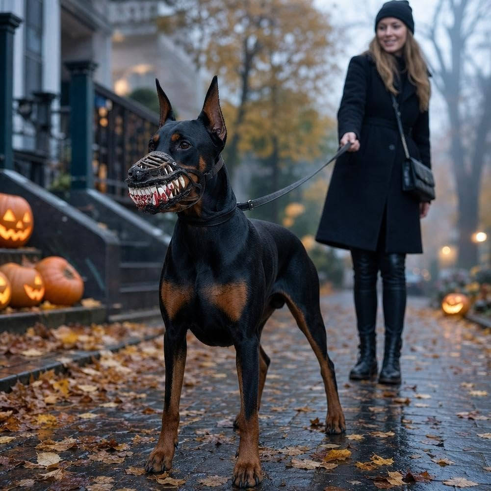Spooky Fanged Monster Face Muzzle for Dogs – Halloween Costume Party Accessory with Adjustable Strap & Breathable Design | Thomler