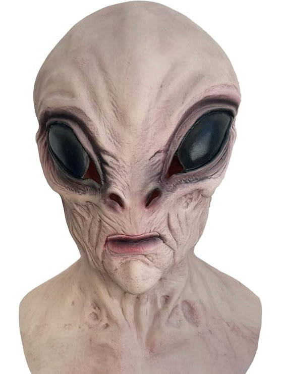 Full-Head Latex Extraterrestrial Mask for Halloween Costume Parties Adults One Size Breathable Design | Thomler