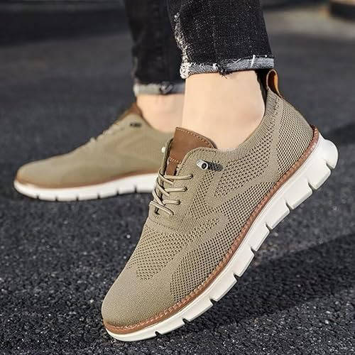 Men's Breathable Slip-On Dress Shoes – Cushioned Wide Toe Box Lightweight Knit Oxford for Work Office Casual Everyday Comfort | Thomler