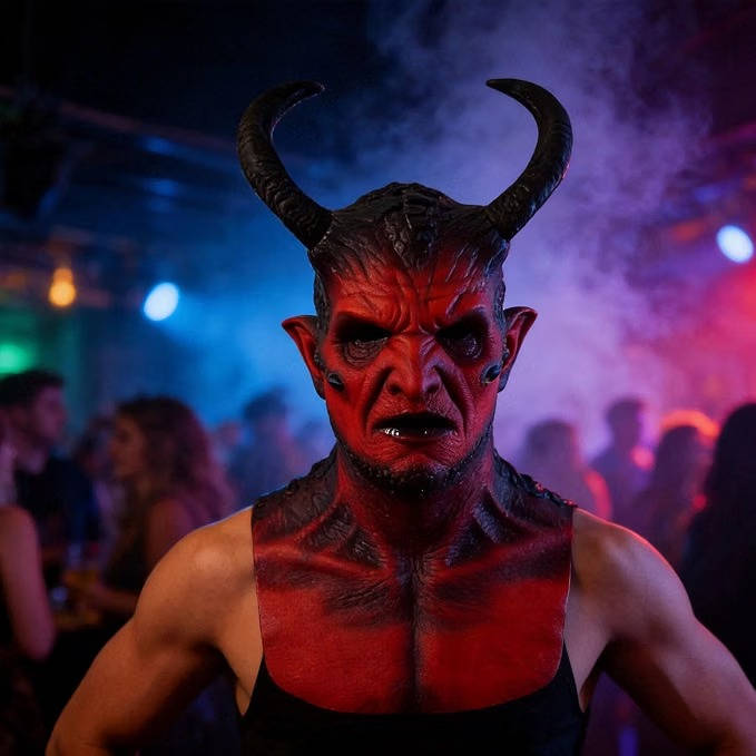 Full-Head Horned Devil Mask with Hand-Painted Finish for Costume Parties, Haunted Houses & Cosplay Events | Thomler