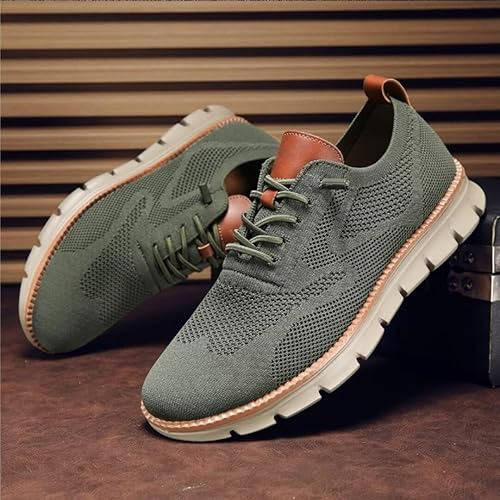 Men's Breathable Slip-On Dress Shoes – Cushioned Wide Toe Box Lightweight Knit Oxford for Work Office Casual Everyday Comfort | Thomler