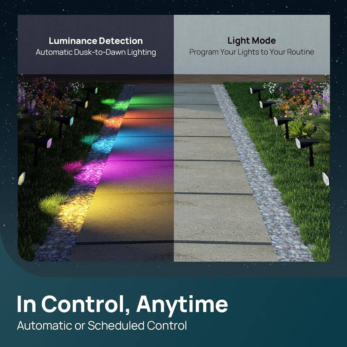 Outdoor Solar Spotlights with Color-Changing App Control for Yard & Pathway | Thomler