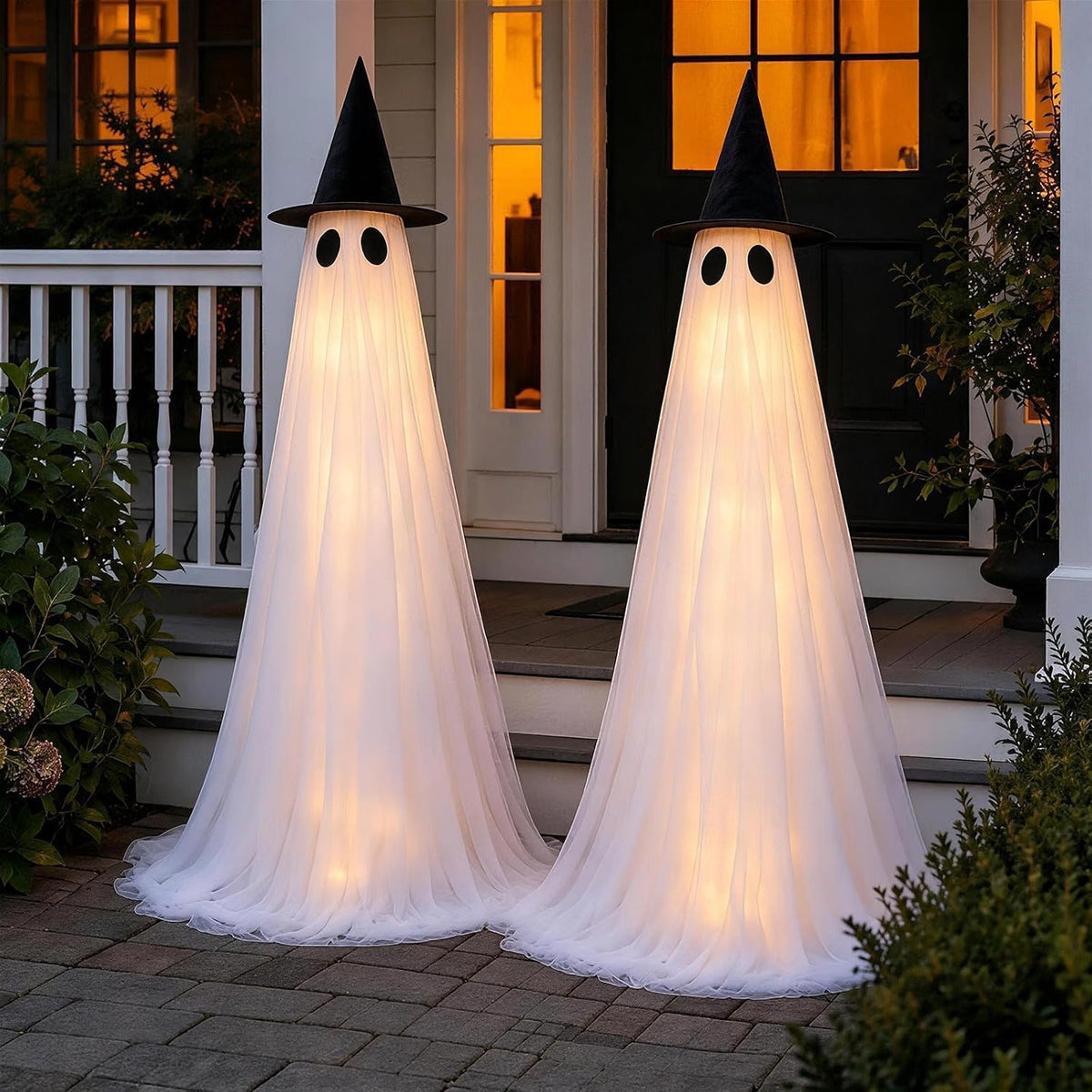 5ft Illuminated Ghost Yard Stakes with Remote – Set of 2 for Outdoor Halloween Displays | Thomler