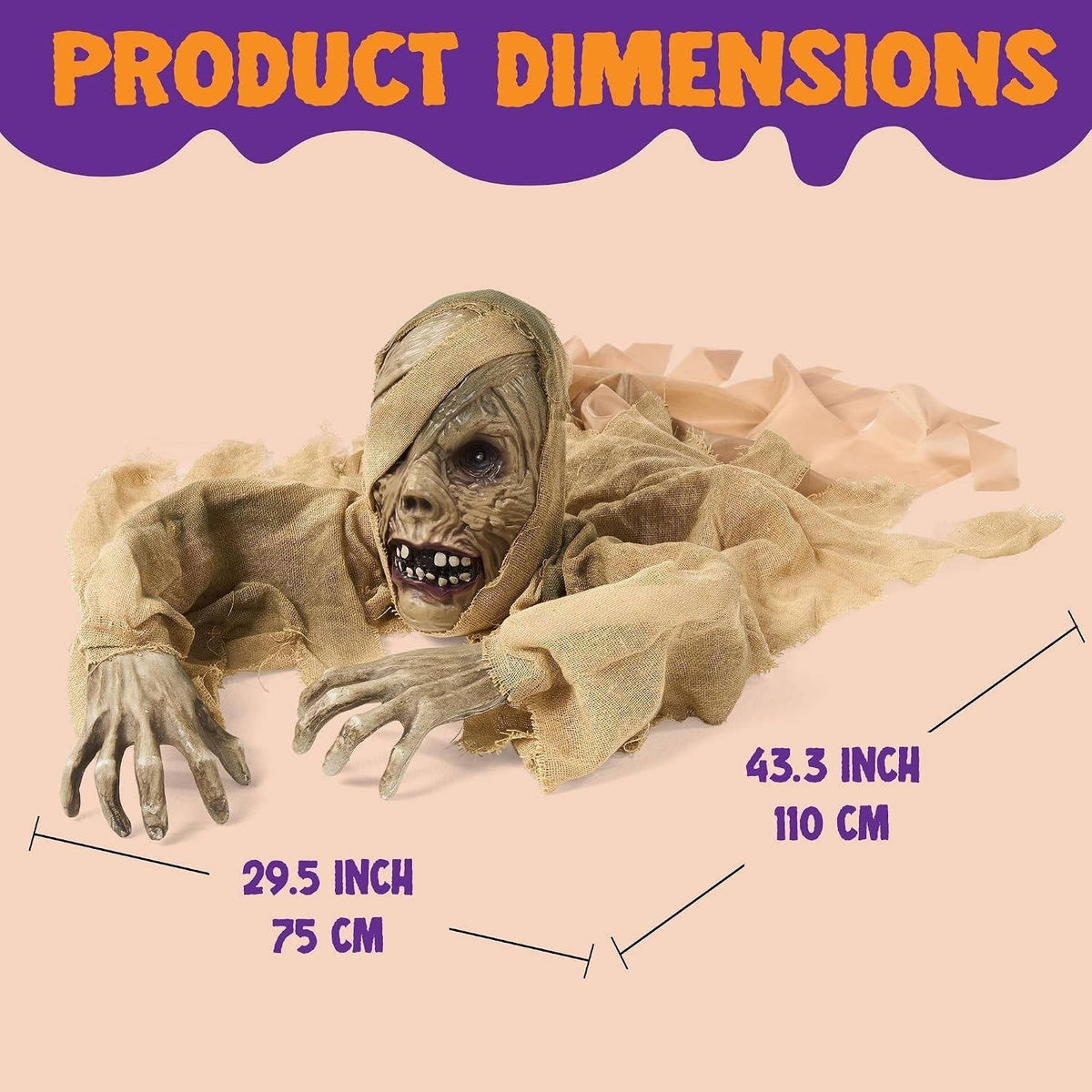 Motion-Activated Graveyard Zombie Prop with Glowing Red Eyes and Scary Moans for Halloween Yard Decor | Thomler