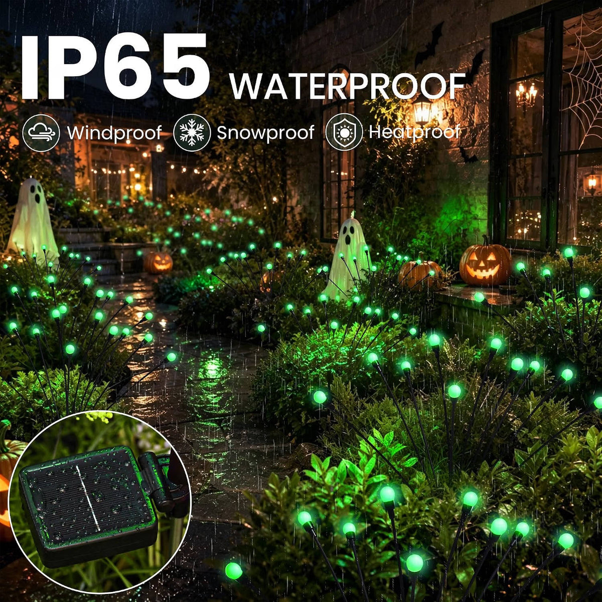 Solar Yard Stakes with LED Lights – 4-Pack Outdoor Garden Path Markers with Flexible Wire Stems for Halloween, Patio & Landscaping | Thomler