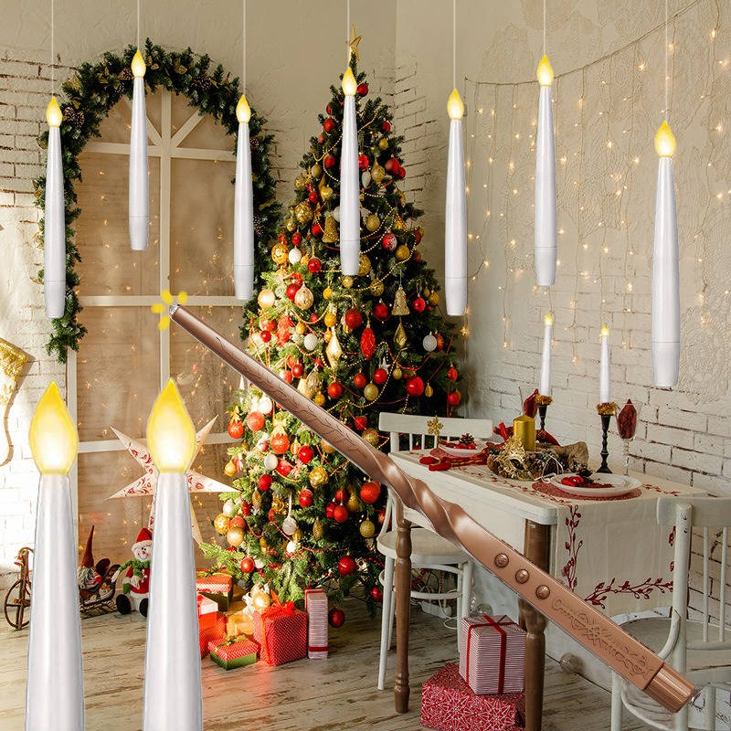 Battery-Operated Floating LED Candles with Wand Remote & Timer – 20-Pack for Seasonal Indoor Decor | Thomler