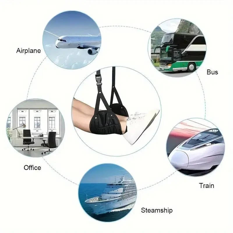 Travel Leg Rest Sling with Dual Buckles – Portable Padded Support for Flights, Trains & Office | Thomler