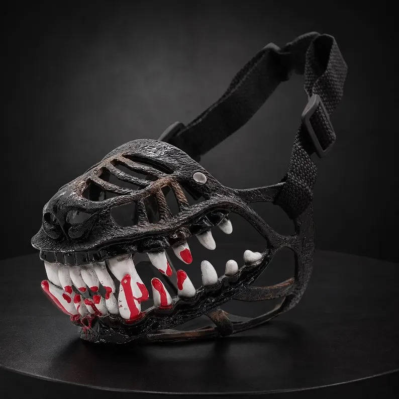 Spooky Fanged Monster Face Muzzle for Dogs – Halloween Costume Party Accessory with Adjustable Strap & Breathable Design | Thomler