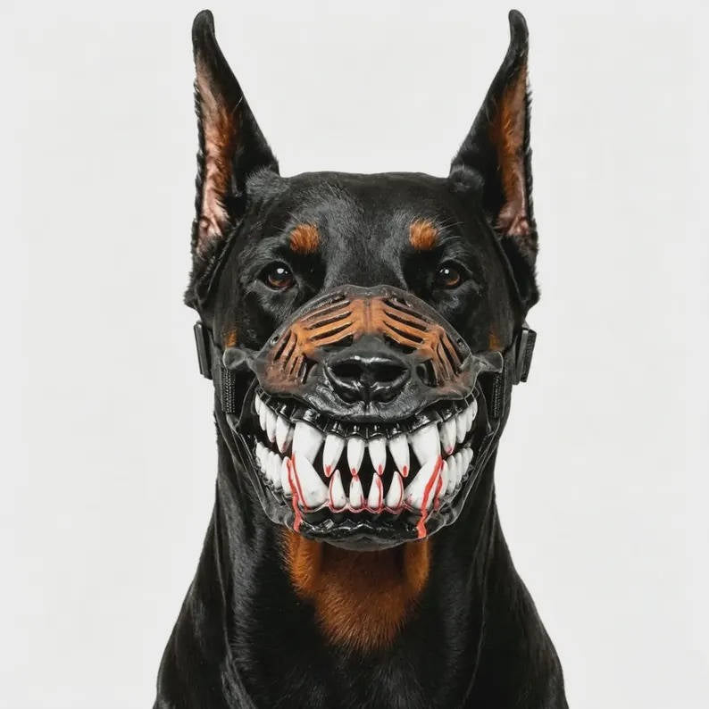 Spooky Fanged Monster Face Muzzle for Dogs – Halloween Costume Party Accessory with Adjustable Strap & Breathable Design | Thomler
