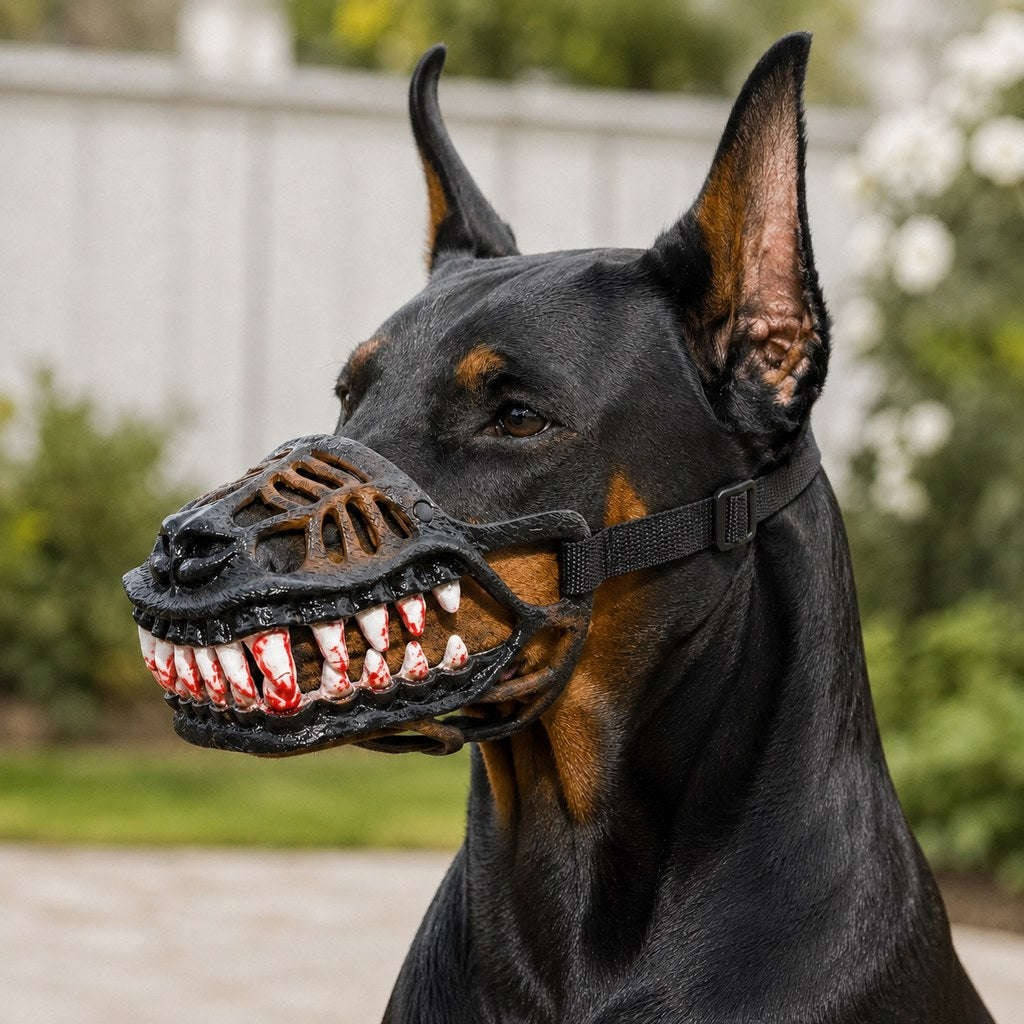 Spooky Fanged Monster Face Muzzle for Dogs – Halloween Costume Party Accessory with Adjustable Strap & Breathable Design | Thomler