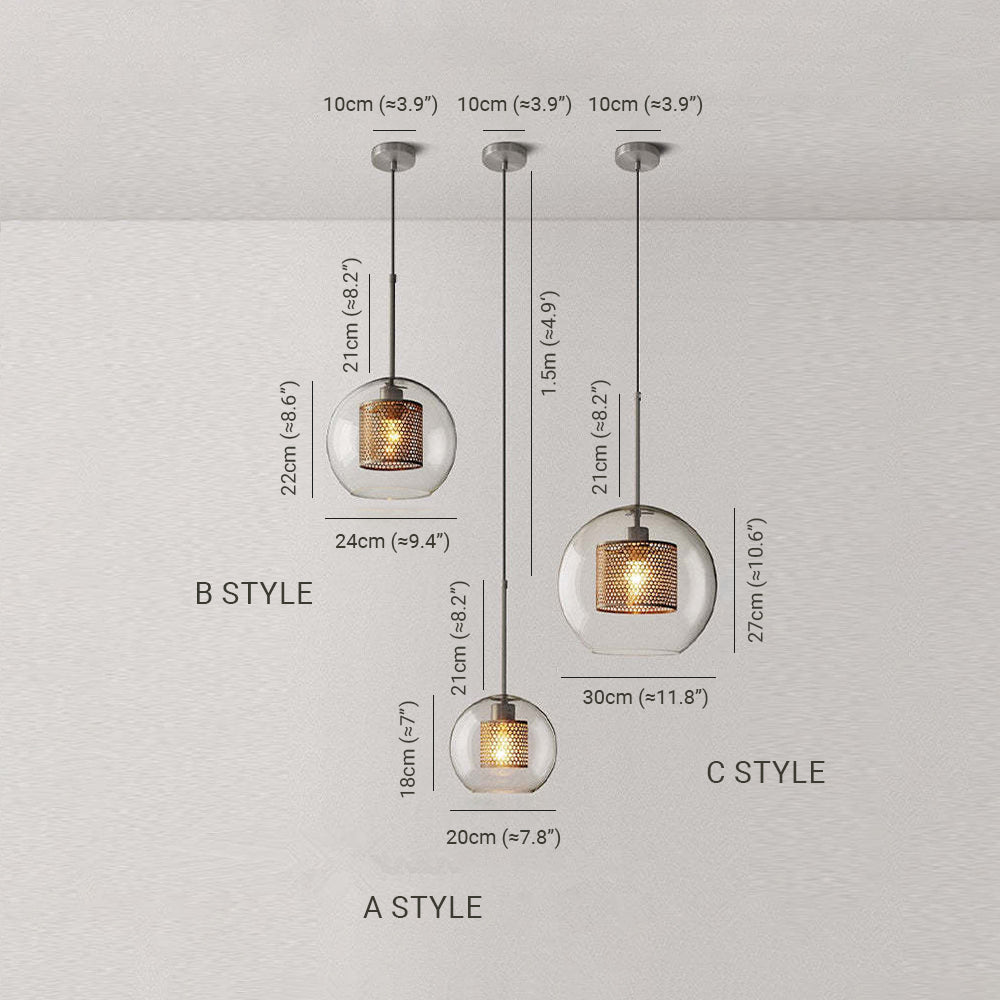 Modern Hanging Ceiling Fixture with Clear Glass Shade & Brass Hardware for Kitchen Island, Dining Room | Thomler