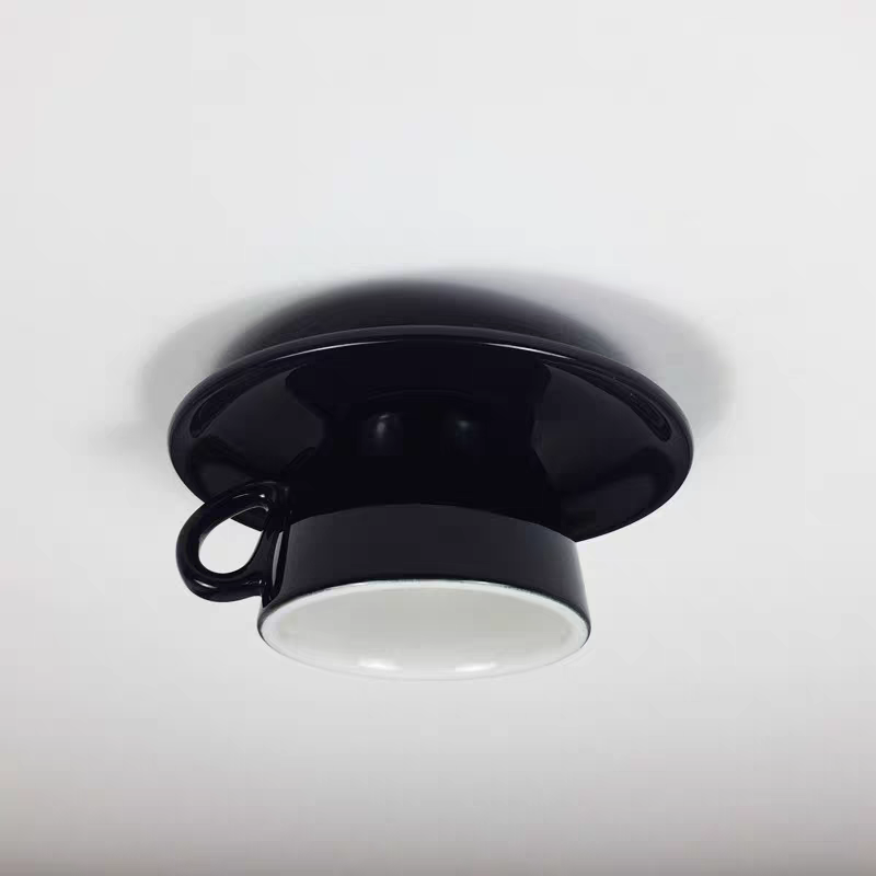 Ceramic Coffee Cup Ceiling Light Fixture – Flush Mount in Yellow, Blue, Pink & More Colors for Bedroom, Dining Room, Living Room | Thomler