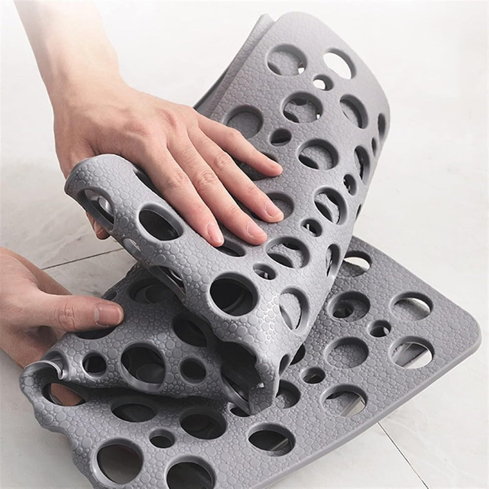 Anti-Slip Bathroom Mat with Drain Holes and Suction Cups for Shower Floor, Tub, Wet Surfaces | Quick Dry, Mildew Resistant TPE Safety | Thomler