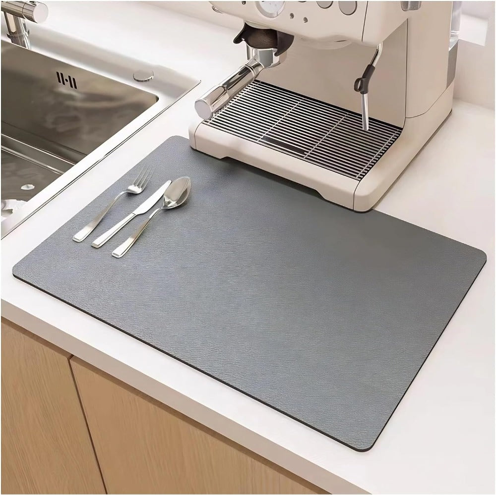 Diatomaceous Earth Dish Drying Mat for Kitchen Counter Space | Fast Absorbing Countertop Drainer Pad | Replacement for Dish Racks & Towels | Thomler